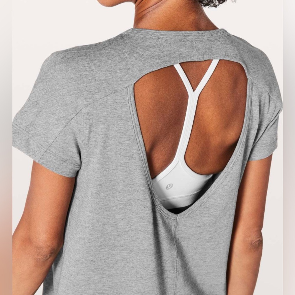 Lululemon Size 6 Summer Day Tripper Dress Heathered Medium Grey Open Back Cotton - Picture 4 of 15